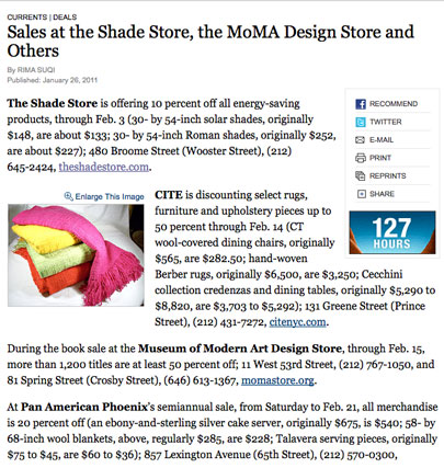 The Shade Store in The New York Times