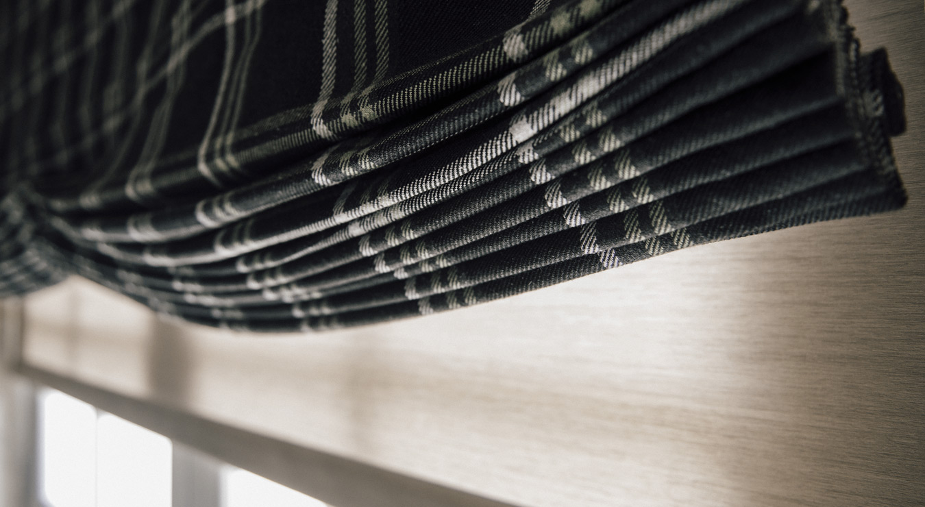 relaxed roman shades plaid