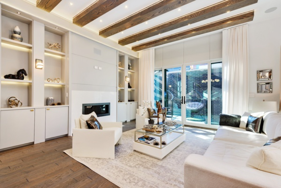 White Ripple Fold Drapery with Wood Decor