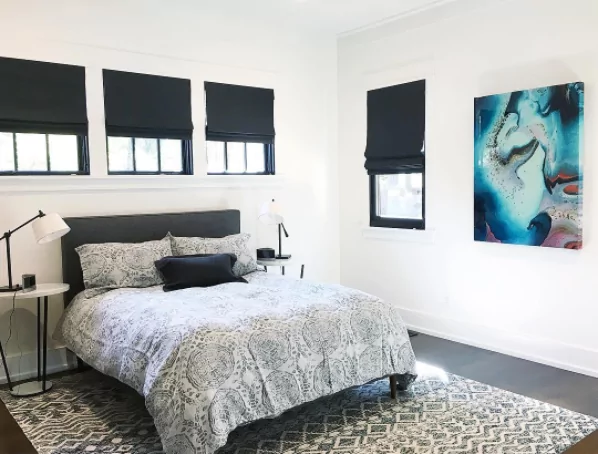 black and white bedroom 