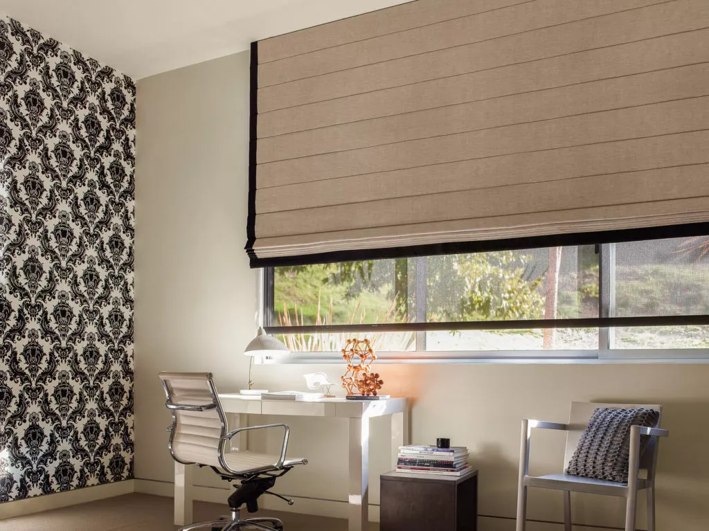 home office window treatments roman shades