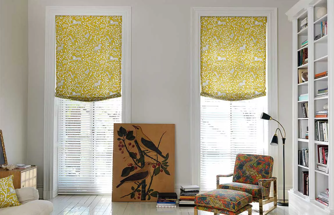 relaxed roman shades yellow