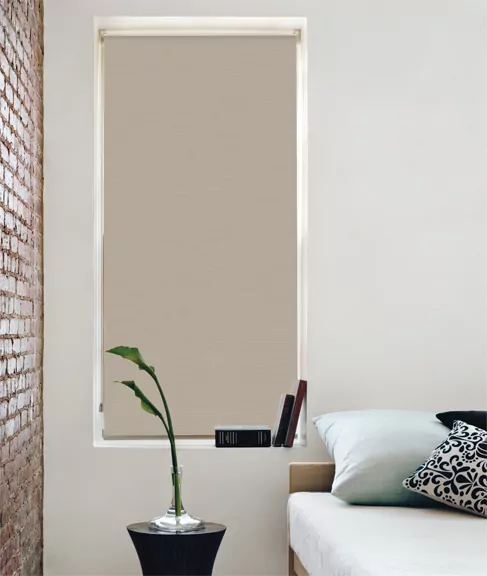 Blackout Roller Shades from The Shade Store, in Hudson Parchment