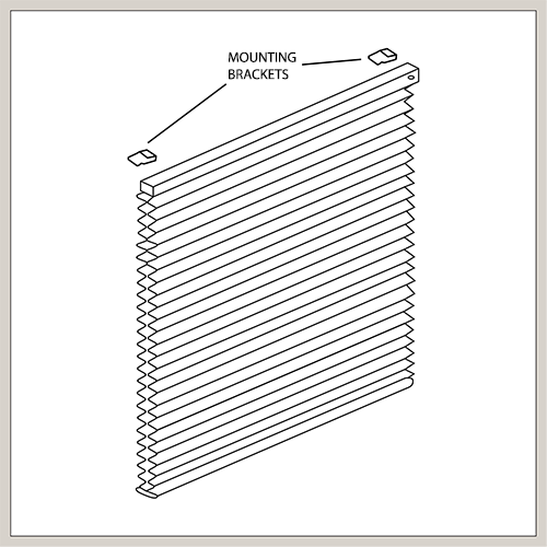 An illustration shows a cellular shade with its mounting brackets which are necessary for installation