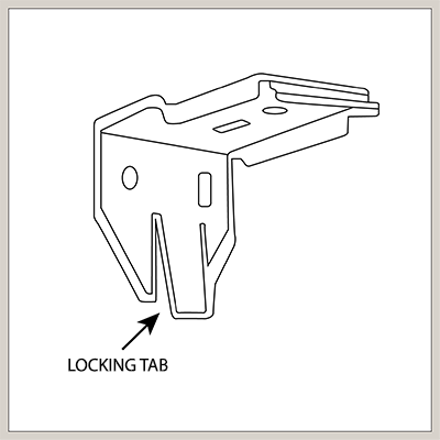 An illustration shows the locking tab on the brackets of a cellular shade that can be released to remove the headrail