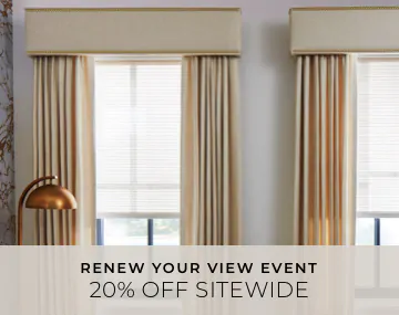 Cornices with Nailheads offer a polished look in a room with a marble wall with overlaid sales messaging for 20% off sitewide