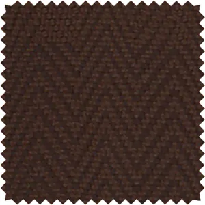 A swatch of decorative tape for Wood Blinds in Mocha shows a dark, earthy brown tone with a woven texture
