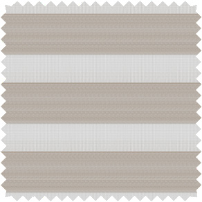 A swatch of Zebra Blinds materials made of Windansea in Canyon shows a warm beige tone with texture in the opaque bands