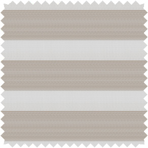A swatch of Zebra Blinds materials made of Windansea in Canyon shows a warm beige tone with texture in the opaque bands