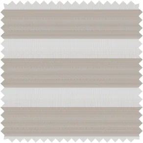 A swatch of Zebra Blinds materials made of Windansea in Canyon shows a warm beige tone with texture in the opaque bands