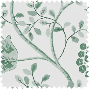 A swatch of Martyn Lawrence Bullard designed Boho Vine in Forest features a floral and fauna design in a soothing green color