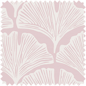 A swatch of The Novogratz Feather Palm in Dusty Rose features a gingko leaf design on a pink background