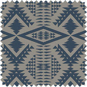 A drapery swatch made of Diamond Tonal River in Indigo features a dark blue pattern with a strong Southwest vibe