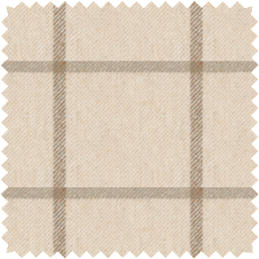 A swatch of Highland in Driftwood shows the loose check pattern and warm colors that make it ideal as nursery curtains
