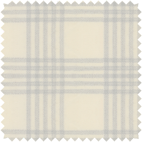 A material swatch made of Holland & Sherry, Emerson in Fog, has cool light grey stripes over a warm creamy background
