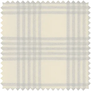 A material swatch made of Holland & Sherry, Emerson in Fog, has cool light grey stripes over a warm creamy background