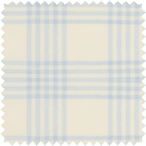 A material swatch made of Holland & Sherry, Emerson in Sky, has light sky blue stripes over a warm creamy background