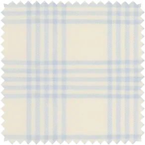 A material swatch made of Holland & Sherry, Emerson in Sky, has light sky blue stripes over a warm creamy background