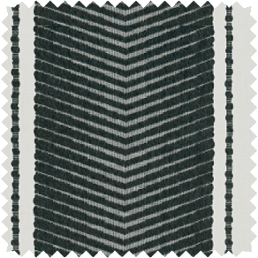 A drapery swatch made of Nomad Stripe in Graphite features bold dark lines ideal for man cave curtains