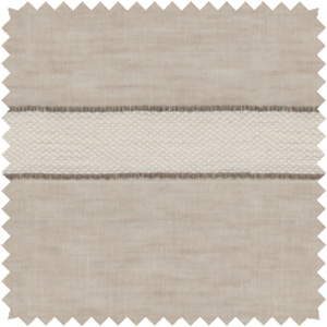 A swatch of Victoria Hagan's Harbor Stripe in Sand shows a shadow stripe for a subtle linear design