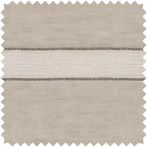 A swatch of Victoria Hagan's Harbor Stripe in Sand shows a shadow stripe for a subtle linear design
