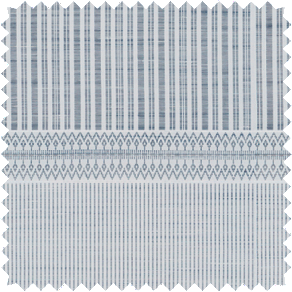 A swatch of Victoria Hagan's Jasmine in Sky shows a subtle linear pattern in light blue and white