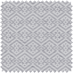 A drapery swatch made of Victoria Hagan's Vanda features a complex but subtle pattern for grey curtains with visual interest