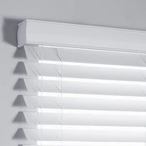 A product image of a beveled valance for Faux Wood Blinds adds a touch of sophistication to the blinds headrail