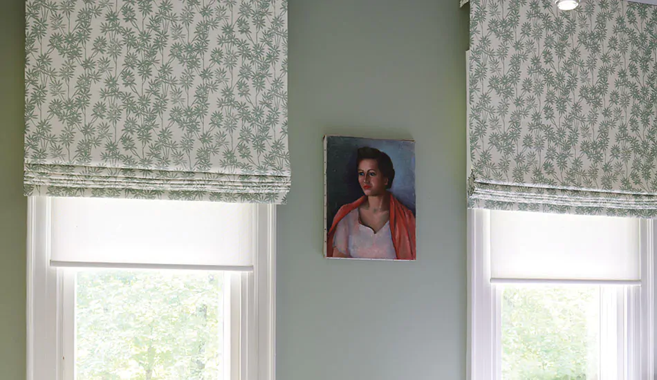 Window treatment trends 2023 include embracing vintage-inspired fabrics like Daisy Bloom by The Novogratz in Sage