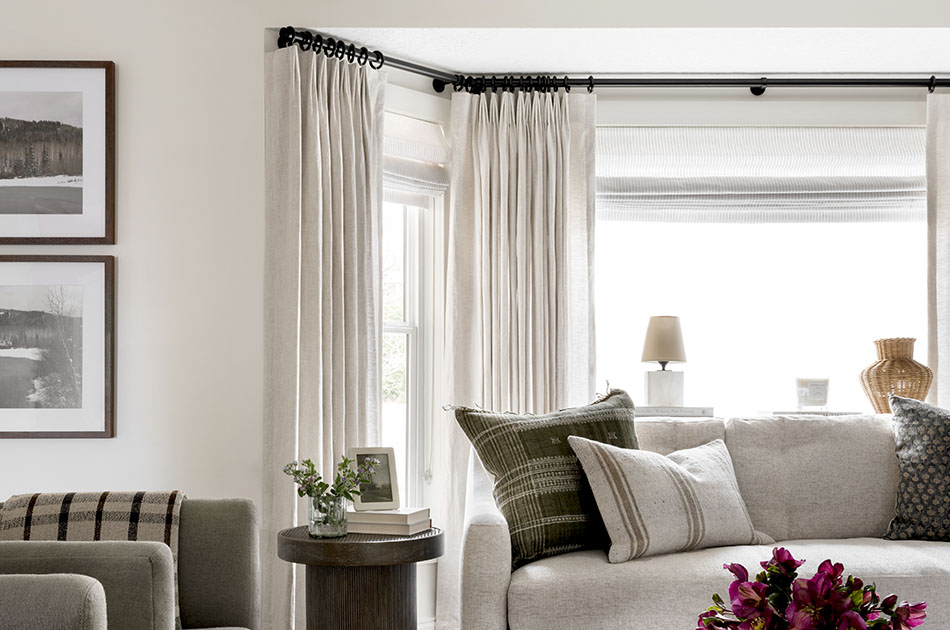 Bow shop window curtains
