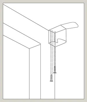 An illustration shows how to install blinds brackets and where to place the screws for a ceiling or inside mount application