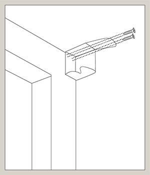 An illustration shows how to install blinds brackets and where to place the screws for an outside mount application