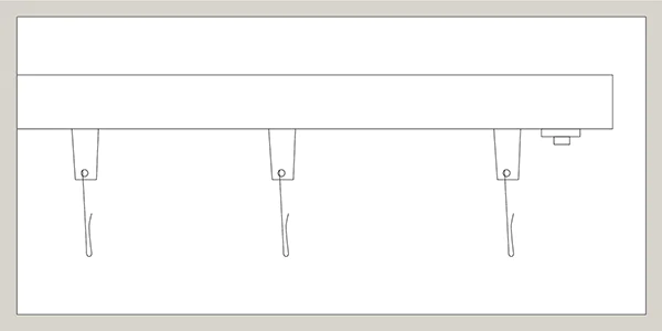 An illustration shows the hooks of a track system which the drapery will be attached to when installed