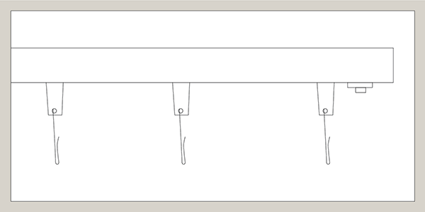 An illustration shows the track system hook carriers that are used for Tailored Pleat, Pinch Pleat and Cubicle Drapery