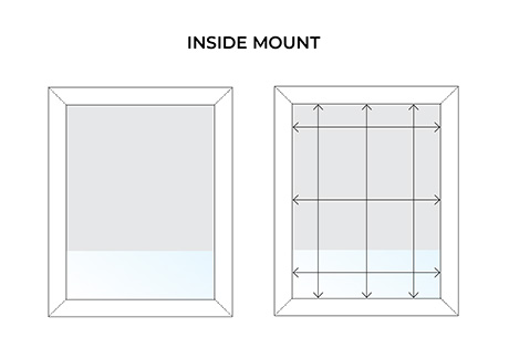 An illustration shows the how to measure for window shades length and width in an inside mount application