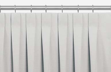 An example of drapery styles shows inverted pleat drapery with its flat federalist pleats pinched from behind