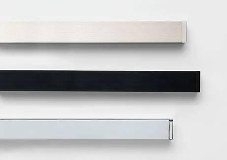 A product image of Lincoln Track Hardware in 3 colors shows a sleek design for dining room curtain ideas