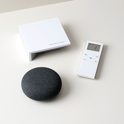 Devices for a motorized control system include The Shade Store wireless link, a motorization remote and smart home device