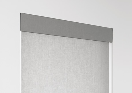 A product image of an upholstered valance for roller shades shows how it can match your roller shade material