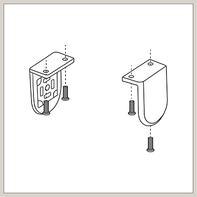 An illustration shows the orientation of the brackets for how to install shades on a roller in a ceiling mount application