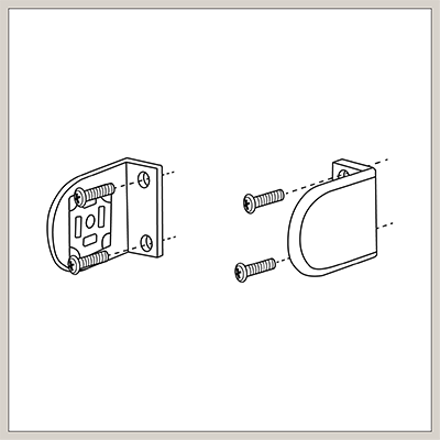 An illustration shows the orientation of the brackets for how to install shades on a roller in a inside mount application