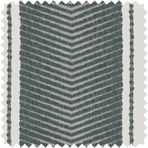 A swatch of Martyn Lawrence Bullard's Nomad Stripe in Graphite shows a ticking stripe design for striped Roman Shades