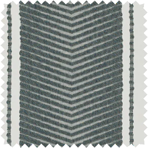 A swatch of Martyn Lawrence Bullard's Nomad Stripe in Graphite shows a ticking stripe design for striped Roman Shades