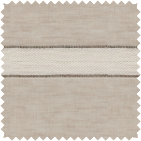 A swatch of Victoria Hagan's Harbor Stripe in Sand shows a shadow stripe design for striped Roman Shades