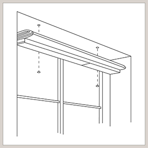 An illustration shows how to install roman shades by fastening the headrail to the window frame ceiling for an inside mount