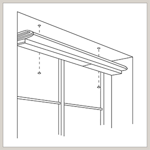 An illustration shows how to install shades of the Roman Shade style in an inside mount application inside the window frame