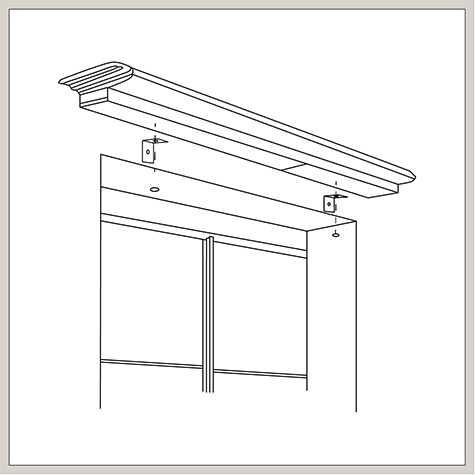 An illustration shows the mounting brackets needed for outside mount Roman Shades headrail installation
