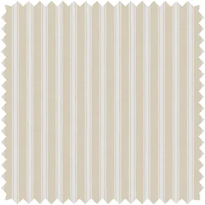A swatch of Cottage Stripe in Hemp features a subtle vintage-inspired striped pattern and a warm, neutral tone