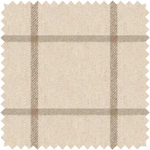 A swatch of Highland material in Driftwood shows a simple check pattern ideal for farmhouse window treatments