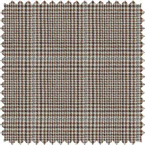 A swatch of Manor material in Buff shows a complex plaid pattern ideal for farmhouse window treatments